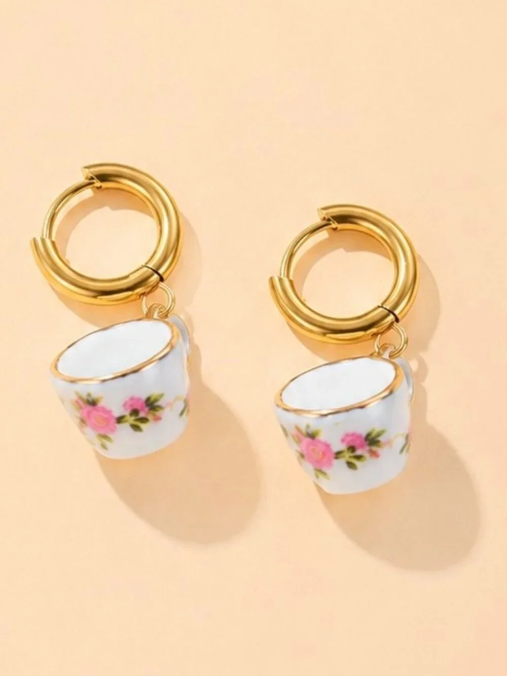 PINK TEACUP EARRINGS